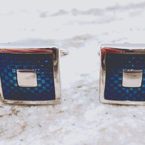 Geometric Cufflinks Turquoise Colored